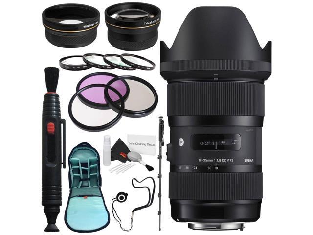Sigma 18-35mm f/1.8 DC HSM Art Lens for Canon # 210-101 + 72mm 3 Piece Filter Kit + Lens Pen Cleaner + 72mm Wide Angle Lens + 272mm 2x Telephoto...