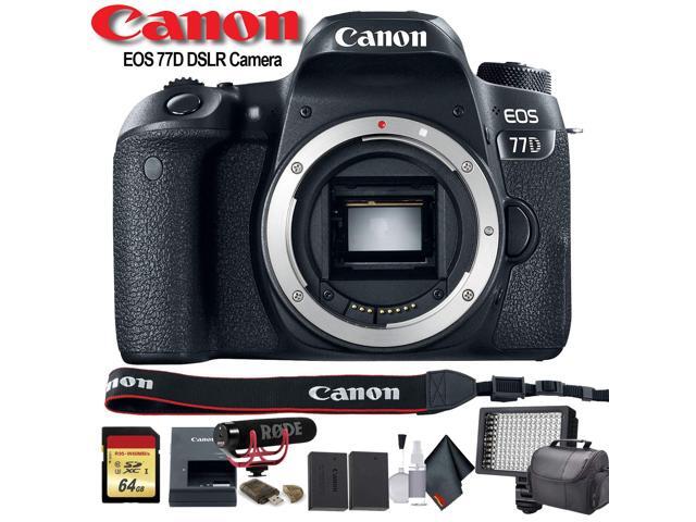 Canon EOS 77D DSLR Camera (Intl Model) (1892C001) W/ Bag, Extra Battery, LED Light, Mic, Filters and More - Advanced Bundle