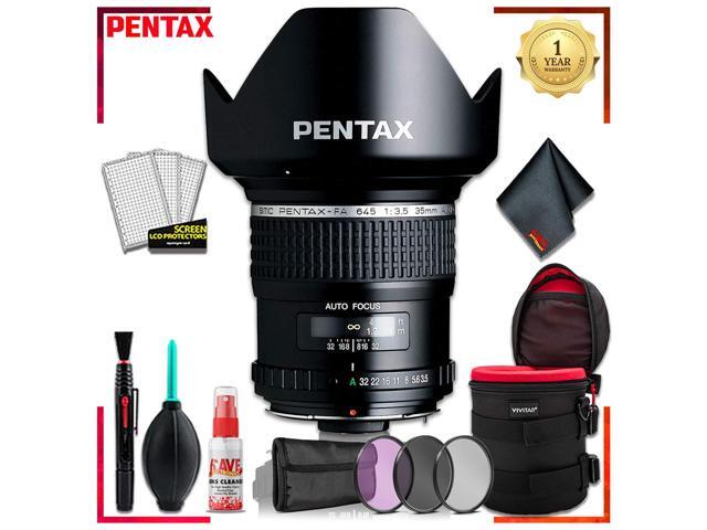 Pentax SMC FA 645 35mmf/3.5 AL IF Lens + 4.5 Inch Vivitar Premium Lens Case + 3pcs Lens Filter Kit + Cleaning Kit