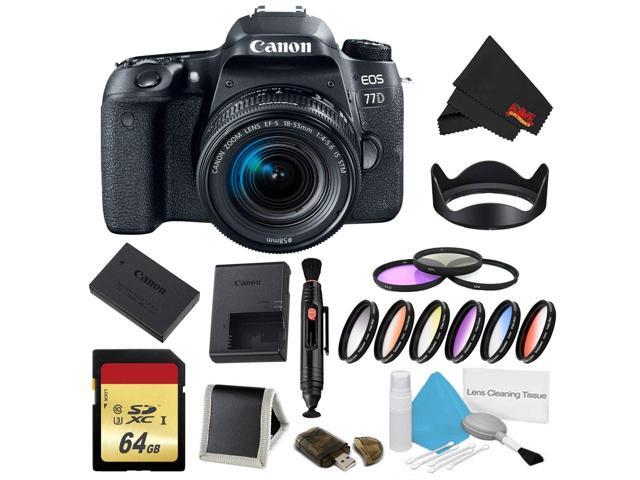 Canon EOS 77D DSLR Camera with 18-55mm Lens Bundle w/ 9 Piece Filter & Memory Kit (Intl Model)
