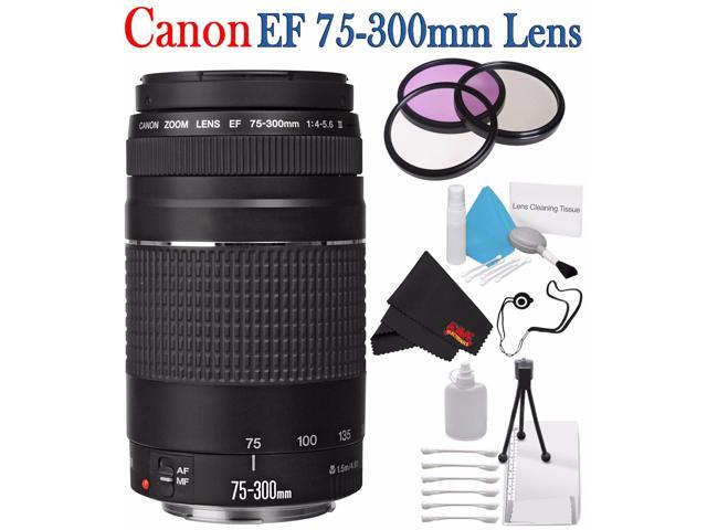 Canon EF 75-300mm f/4-5.6 III Telephoto Zoom Lens 6473A003 + 58mm 3 Piece Filter Kit + Lens Cap Keeper + Deluxe Starter Kit + Deluxe 3pc Lens...
