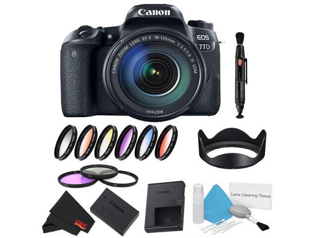 Canon EOS 77D DSLR Camera with 18-135mm Lens Bundle w/ 9 Piece Filter Kit (Intl Model)