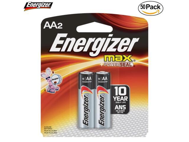 Energizer AA Size Alkaline General Purpose Battery, AA - Alkaline - 1.5 V DC - 50 - 2 Packs (100 Batteries Total)