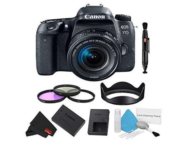Canon EOS 77D DSLR Camera with 18-55mm Lens Bundle w/ 3 Piece Filter Kit (Intl Model)