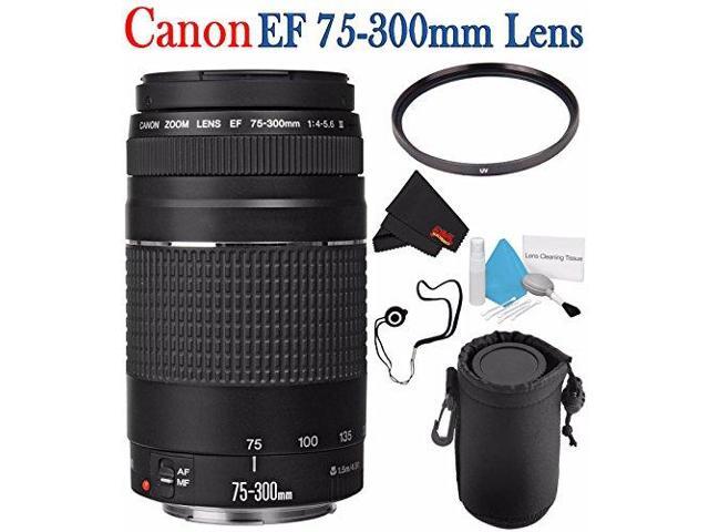 Canon EF 75-300mm f/4-5.6 III Telephoto Zoom Lens 6473A003 + 58mm UV Filter + Lens Cap Keeper + Deluxe Lens Pouch + Deluxe 3pc Lens Cleaning Kit...