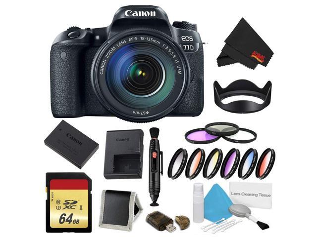 Canon EOS 77D DSLR Camera with 18-135mm Lens Bundle w/ 9 Piece Filter & Memory Kit (Intl Model)