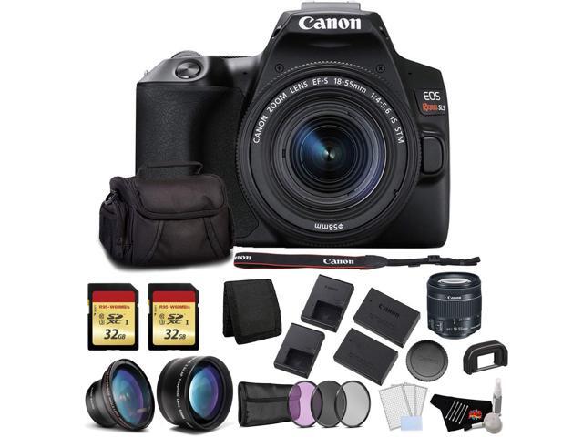 Canon EOS Rebel SL3 DSLR Camera with 18-55mm Lens (Black) Bundle with 2x32GB Memory Card + Battery for CanonLPE17 + LCD Screen Protectors + Wide...