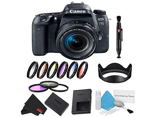 Canon EOS 77D DSLR Camera with 18-55mm Lens Bundle w/ 9 Piece Filter Kit (Intl Model)