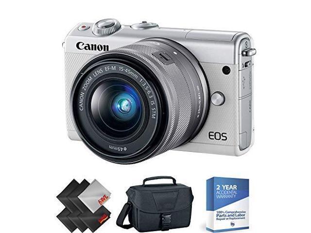 Canon EOS M100 Mirrorless Digital Camera with 15-45mm Lens (White) + 2 Year Accidental Warranty