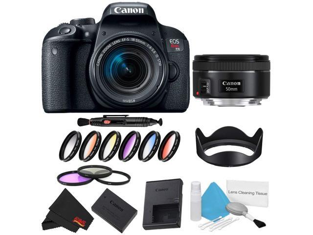 Canon EOS Rebel T7i DSLR Camera with 18-55mm Lens 9 Piece Filter Kit + 50mm Lens (Intl Model)