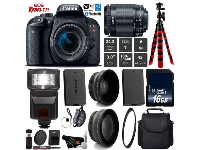 Canon EOS Rebel T7i DSLR Camera with 18-55mm IS STM Lens + Tripod + Flash + UV FLD CPL Filter Kit + Wide Angle & Telephoto Lens + Camera Case +.