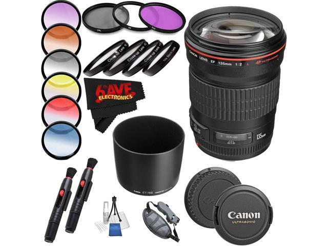 Canon EF 135mm f/2L USM Lens International Version (No Warranty) Professional Accessory Combo