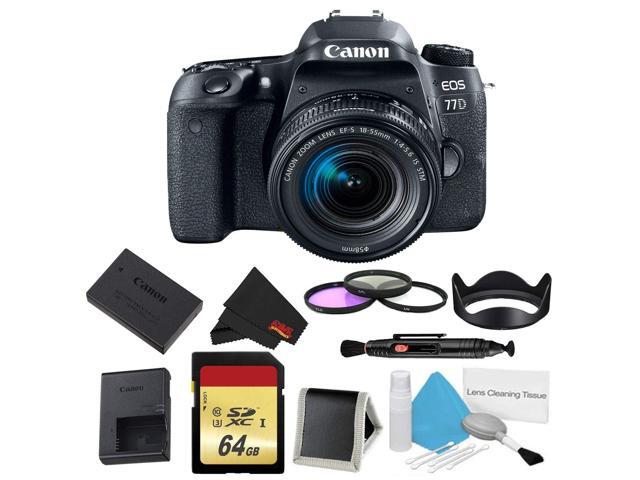 Canon EOS 77D DSLR Camera with 18-55mm Lens Bundle w/ 3 Piece Filter & Memory Kit (Intl Model)