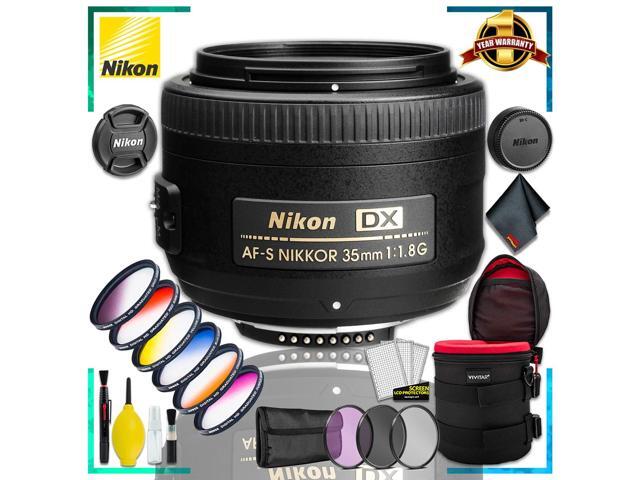 Nikon AF-S DX NIKKOR 35mm f/1.8G Lens + 4.5 inch Vivitar Premium Lens Case + Vivitar Graduated Color Filter Kit + 3pcs UV Lens Filter Kit +...