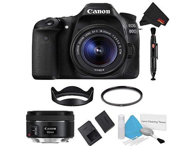 Canon EOS 80D DSLR Camera with 18-55mm Lens Basic Bundle + 50mm Lens (Intl Model)