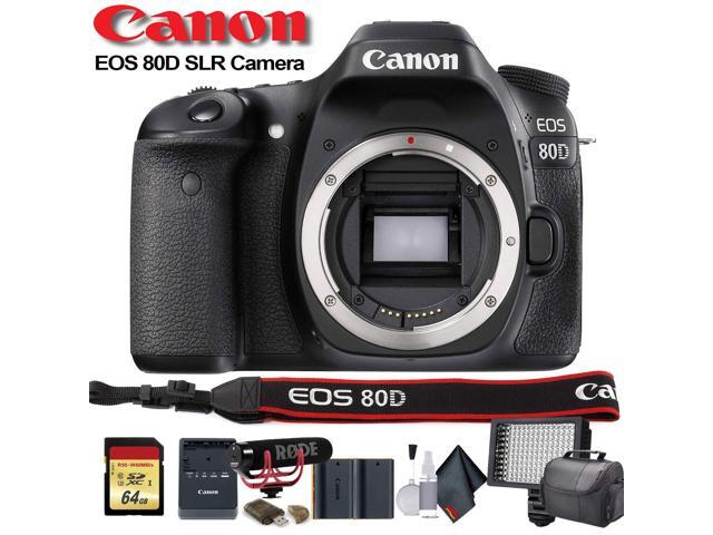 Canon EOS 80D DSLR Camera (Intl Model) (1263C004) W/ Bag, Extra Battery, LED Light, Mic, Filters and More - Advanced Bundle
