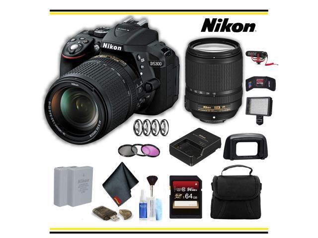 Nikon D5300 DSLR Camera with 18-140mm Lens Advanced Bundle W/ Bag, Extra Battery, LED Light, Mic, Filters and More - (Intl Model)