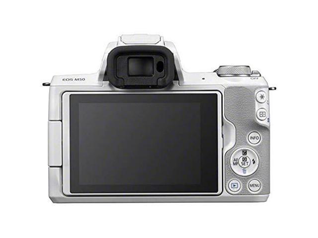 Canon EOS M50 Mirrorless Digital Camera (White, Body Only) + 64GB Class 10 Memory Card + LED + Canon Camera Case + Flexible Tripod + Memory Card...