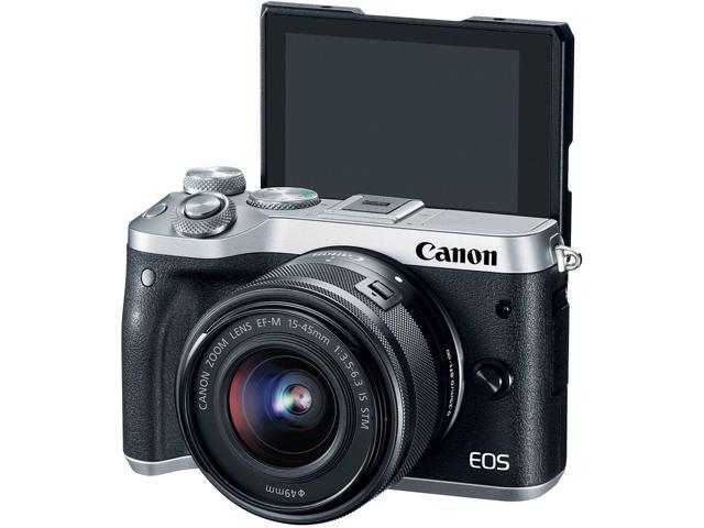 Canon EOS M6 Mirrorless Digital Camera (Silver) + EF-M 15-45mm Lens + UV FLD CPL Filter Kit + 4 PC Macro Kit + Wide Angle & Telephoto Lens + Camera...