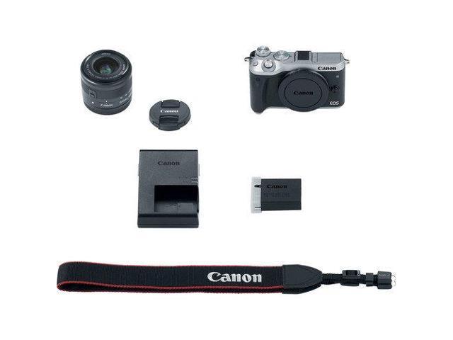 Canon EOS M6 Mirrorless Digital Camera with 15-45mm Lens (Intl Model) (Silver) (1725C011) - Starter Bundle