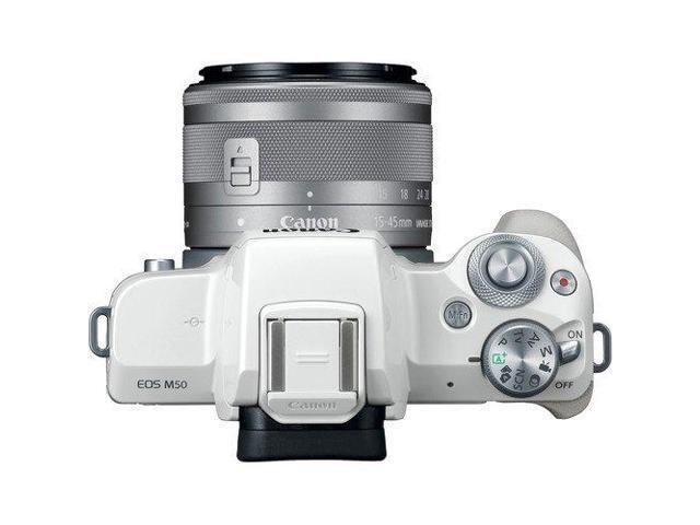 Canon EOS M50 Mirrorless Digital Camera with 15-45mm Lens (White) Basic Bundle w/ 32GB Memory Card - Intl Model