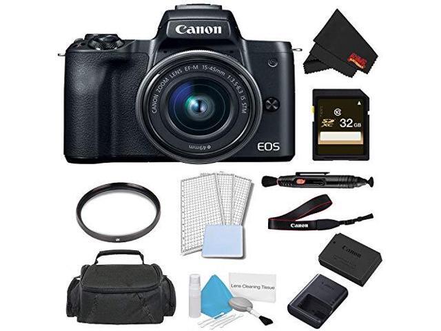 Canon EOS M50 Mirrorless Digital Camera with 15-45mm Lens (Black) Advanced Bundle w/ 32GB Memory Card - Intl Model