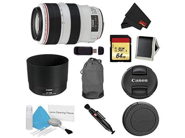 Canon EF 70-300mm f/4-5.6L IS USM Lens Bundle w/ 64GB Memory Card + Accessories (Intl Model)