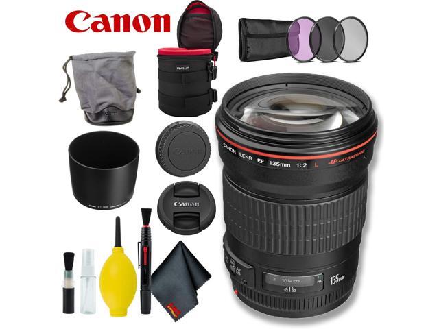 Canon EF 135mm f/2L USM Lens (Intl Model) w/ Filter Kit + Lens Case Bundle