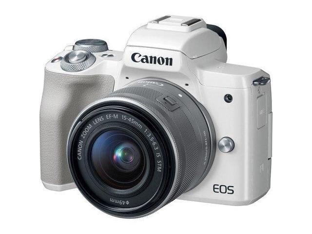 Canon EOS M50 Mirrorless Digital Camera with 15-45mm Lens (White) Basic Bundle w/ 32GB Memory Card - Intl Model