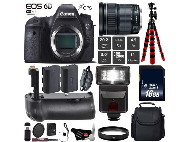 Canon EOS 6D DSLR Camera with 24-105mm is STM Lens + Professional Battery Grip + UV Protection Filter + Flash + Extra Ba