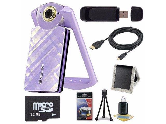 Casio EX-TR60 Self Portrait/ Selfie Digital Camera (Light Violet) + 32GB microSD Class 10 Memory Card + Micro HDMI Cable + SDHC Card USB Reader +...