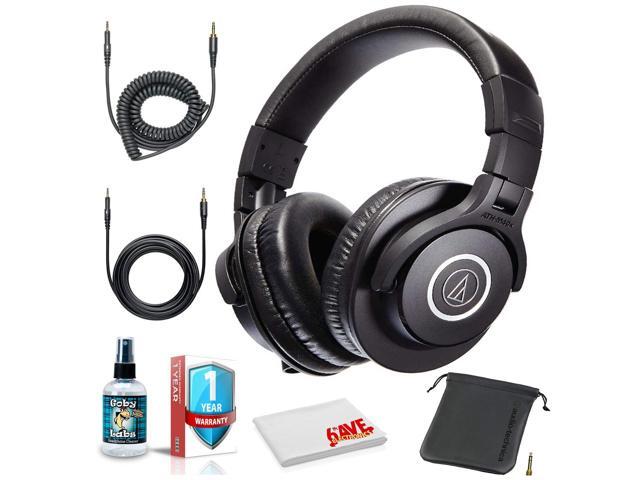 Audio-Technica ATH-M40x Over-Ear Professional Studio Monitor Headphones with 6ave Cleaning Kit, Carrying Case and 1-Year