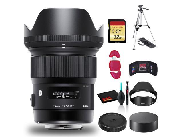 Sigma 20mm f/1.4 DG HSM Art Lens for Nikon F with Cleaning Kit, Full Size Tripod, USB Card Reader, and 32GB Memory Kit