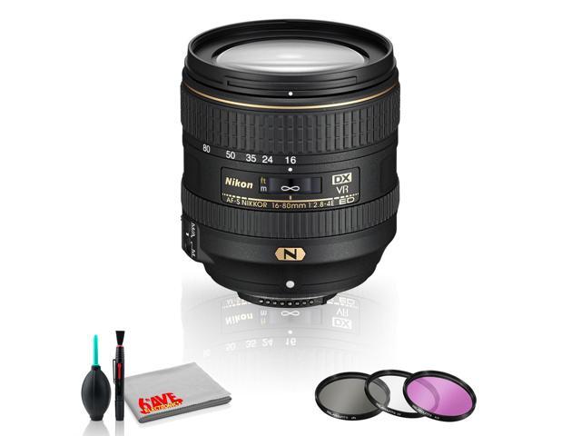 Nikon AF-S DX NIKKOR 16-80mm f/2.8-4E ED VR Lens with Cleaning Kit and Filter Kit (Renewed)