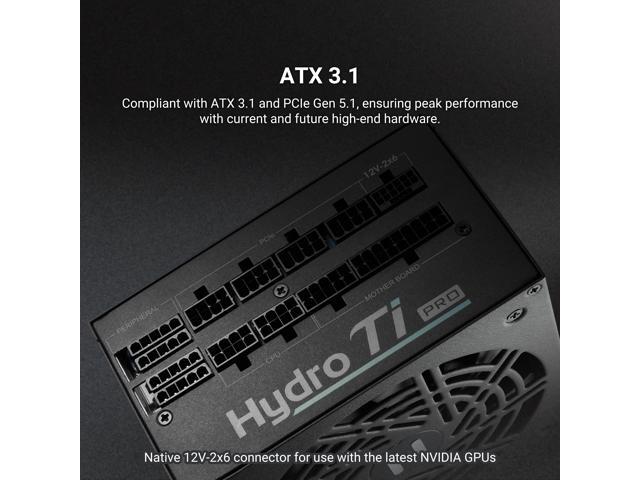 FSP Hydro Ti PRO 1000W Power Supply, 80 Plus Titanium, ATX3.1/PCIe 5.1, Full Modular (HTI-1000M-GEN5)