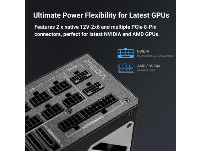 FSP MEGA TI 1650W Power Supply, 80 Plus & Cybenetics Titanium, Lambda A++, ATX3.1 & PCIe 5.1 (12V-2x6), Full Modular (MEGA-1650W)