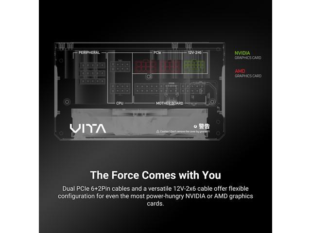 FSP VITA GM 850W Power Supply, 80 Plus Gold, ATX 3.1 PCIe 5.1 Full Modular, 10 Year Warranty (VITA-850GM)