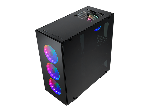FSP ATX Mid Tower PC Computer Gaming Case with 3 Translucent Tempered Glass Panels and 4 ARGB Fans (CMT510 Plus)