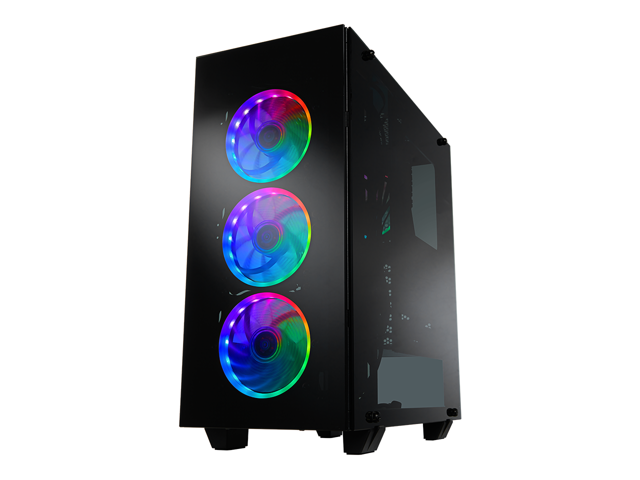 FSP ATX Mid Tower PC Computer Gaming Case with 3 Translucent Tempered Glass Panels and 4 ARGB Fans (CMT510 Plus)