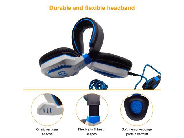 Gaming Headset for PC PS4 Xbox One Tablet Mac Smart Phone Gaming Headphone with Noise Canceling Mic,Bass Surround,Soft Memory Earmuffs(White)