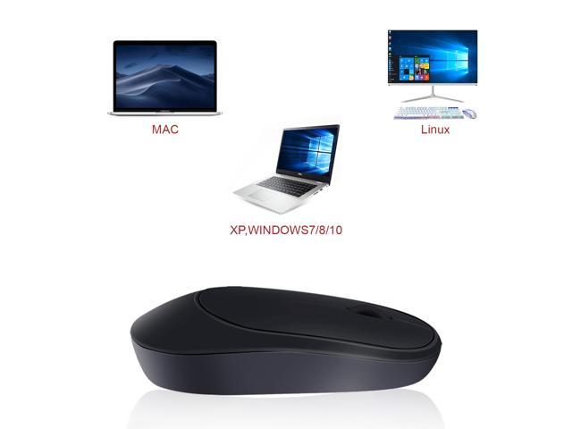 Wireless Mouse with USB Receiver, 2.4G Rechargeable Portable Ultra-Thin Noiseless Mouse for Notebook, PC, Laptop, Computer, MacBook Black