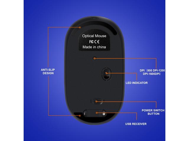 Wireless Mouse with USB Receiver, 2.4G Rechargeable Portable Ultra-Thin Noiseless Mouse for Notebook, PC, Laptop, Computer, MacBook Black