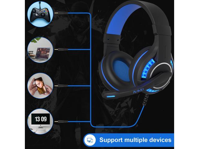 Gaming Headset Surround Stereo Sound USB Computer Gaming Headphone with Microphone,Over-the-Ear Noise Isolating Headsets,Breathing LED Light for PC...