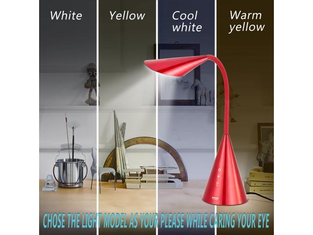 LED Desk Lamp, Eye-caring Table Light with Touch Control, 8W Reading Lamp with Natural Light- Red