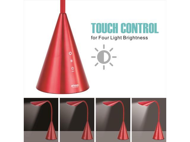 LED Desk Lamp, Eye-caring Table Light with Touch Control, 8W Reading Lamp with Natural Light- Red