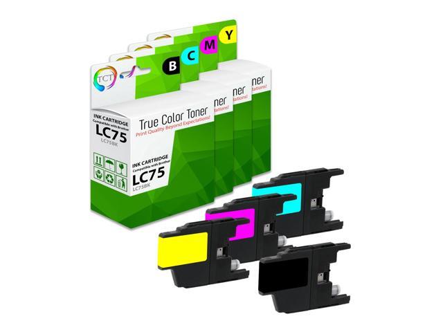 tct compatible ink cartridge replacement for brother lc75 lc75bk lc75c lc75m lc75y works with brother mfc-j430w j825dw j435w j4