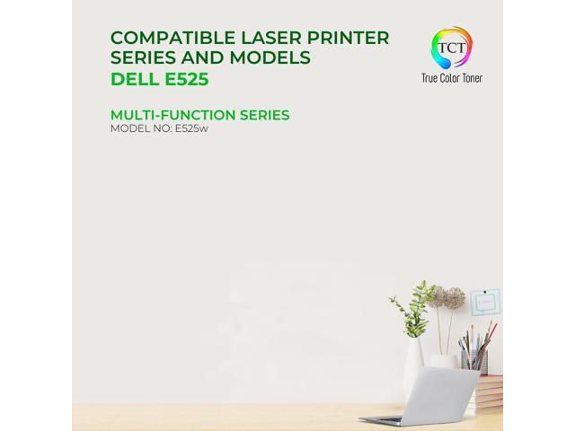 True Color Toner E525 Black Toner Cartridge 2 Pack - High Yield Premium Compatible Replacement for Dell 593-BBJX Black Works With Dell E525W E525...