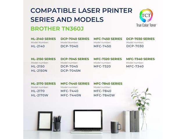 True Color Toner TN360 Toner Cartridge 2 Pack - Premium Compatible Replacement for Brother TN360 Jumbo Black Works With Brother HL 2120 2125 2140...