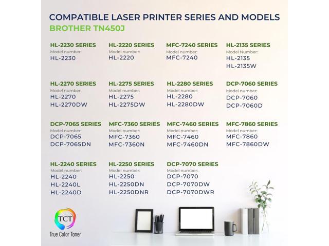 True Color Toner TN450 Toner Cartridge - Premium Compatible Replacement for Brother TN450 Jumbo Black Works With Brother HL 2220 2230 2240 DCP...