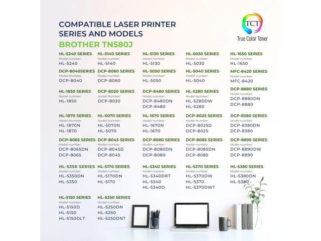 True Color Toner TN580 Toner Cartridge - Premium Compatible Replacement for Brother TN550 TN580 Jumbo Black Works With Brother HL 5240 5250DN...